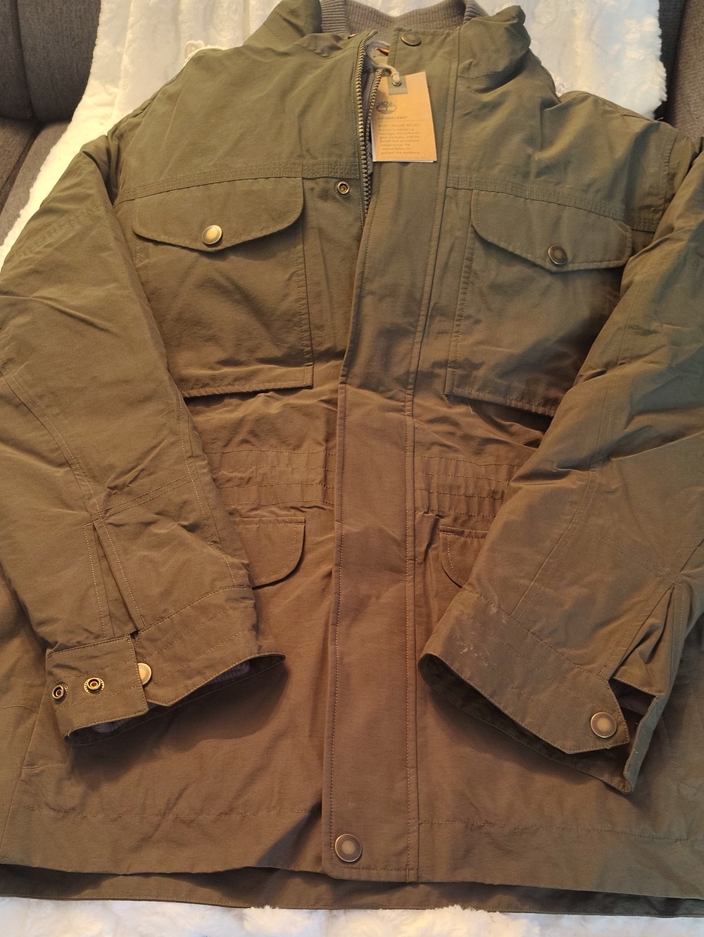 Timberland Olive Field Jacket with Multiple Pockets